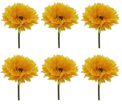 6er Set künstliche Gerbera gelb H. 60cm mit fülliger Blüte D. 10cm GASPER - Bild 1 von 3