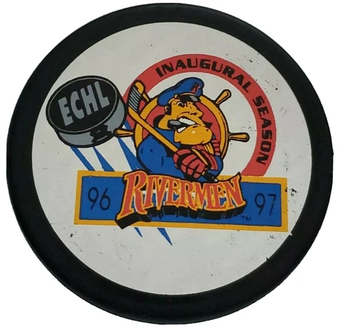 1996-1997 PEORIA RIVERMEN INAUGURAL SEASON ECHL PUCK VEGUM MFG. 🇸🇰 VINTAGE Cover