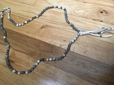 Chan Luu Nuevo con Etiquetas Plata de Ley 38" Mate Mezcla de Laboratorio con Flecos de Cuero Cuentas Nec Foto 1 de 4