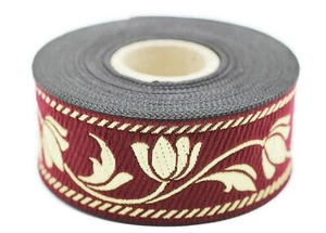 1.37" (35mm) Flower Jacquard Trim, Sewing Ribbon by the yard or pre-cut - Picture 1 of 33