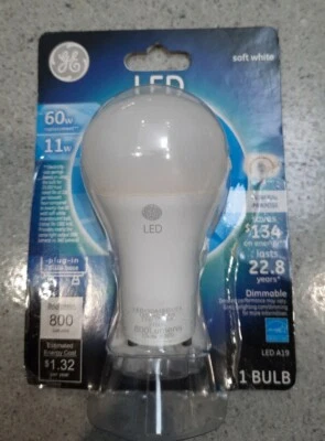 GE Soft White 11W Dimmable Plug-In GU24 Base A19 LED Light Bulb Opened Package - Image 1 of 4