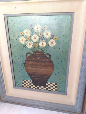 Tablero de lienzo Charles Wysocki estampado de giclee flores de margarita en florero naturaleza muerta Foto 1 de 4