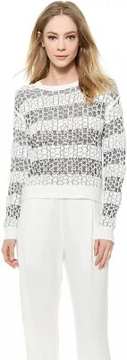 Derek Lam 10 Crosby - Suéter a Rayas Cuello Redondo en Negro/Blanco, Talla Mediana, Nuevo con Etiquetas Foto 1 de 3