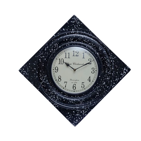 Royal Craft Handcrafted Diamond Wooden Analog Wall Clock Marble Finish 16 Inch Cover