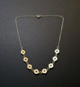 Volmer Bahner Dänemark Sterling Silber Emaille Blume Anhänger Halskette - Bild 1 von 8