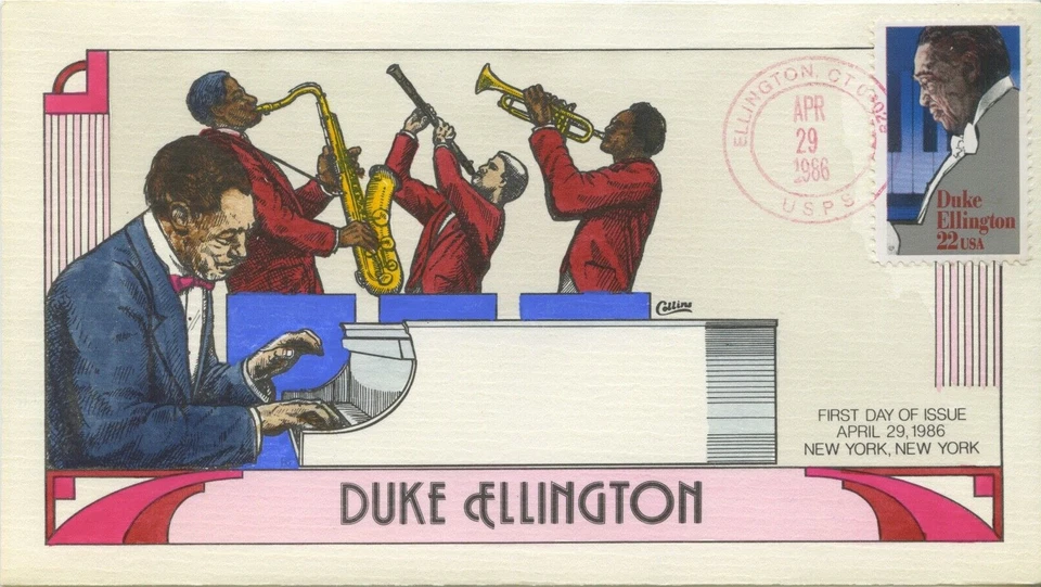 #2211 Duke Ellington  FDC  COLLINS hand-painted cachet. Perfect!!! - Image 1 of 1