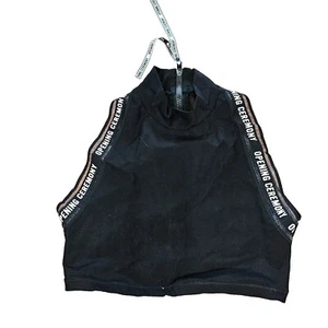 Opening Ceremony Sport Activewear Womens Cropped Top Zip Medium Black Sheer O8a - Picture 1 of 10