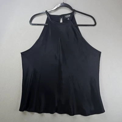 Camiseta sin mangas J Crew negra crepé gasa cuello redondo llave agujero espalda halter swing2 talla XL Foto 1 de 4