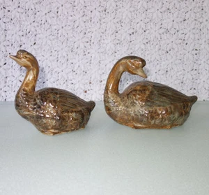 2 Vtg ARMBEE San Francisco Ceramic Geese Figurine Sculptures HANDPAINTED Japan - Picture 1 of 11