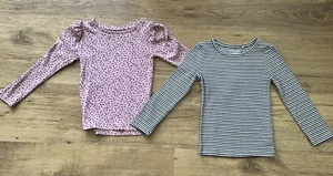 Girls Next Animal Print & Striped Ribbed Long Sleeve Tops Set 3 Yrs - Picture 1 of 4