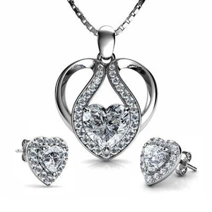 Schmuckset Halskette Herz 925 Silber Lab Created Zirkonia Dephini - Bild 1 von 6
