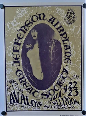 Auténtico póster de concierto Jefferson Airplane Snake Lady Avalon Ballroom FD 17 (3) Foto 1 de 2