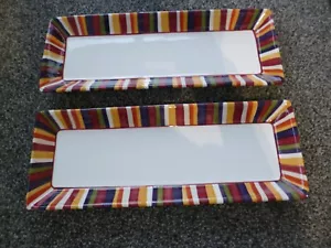 2 x The Pampered Chef Simple Additions Striped Rectangular Tray FREEPOST - Picture 1 of 5