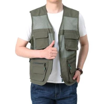 Nuevo Chaleco Fotográfico de Verano para Hombres Chaqueta de Bolsillo Múltiple Malla Escalada Abrigo de Pesca Foto 1 de 4