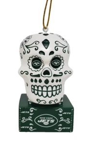 New York Jets Calavera de Azúcar Día de los Muertos Ornamento Equipo Deportes América - Imagen 1 de 2