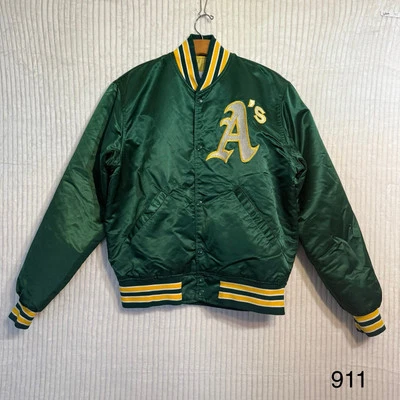 Jaqueta de atletismo masculina vintage Oakland A’s verde média diamante iniciante cetim liga principal de beisebol - Imagem 1 de 4