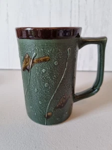 MKC Coffee Tea Mug Green Brown Decorative - Picture 1 of 12
