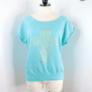Feathers Women's L Christian Hugs Love Religious Cross Casual Sweatshirt Top - Picture 1 of 7