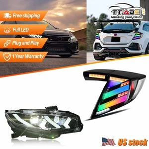 Faros secuenciales LED + luces traseras traseras para Honda Civic Hatchback 2017-2021 - Imagen 1 de 24