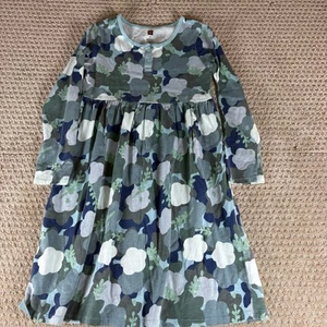 Tea Collection Dress Girls Kid’s Blue Floral Round Neck Stretch Knit Play Size 8 - Picture 1 of 8