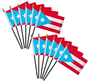 1 Doz Puerto Rico Light Blue 4x6in Mini Handheld Country Stick Flags for Parades - Picture 1 of 2