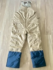 Eddie Bauer Goose Down Bib Overalls  Men's L Tan Insulated Vintage Snow Pants - Picture 1 of 5