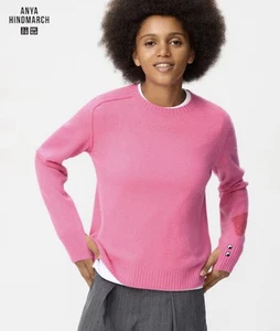 Uniqlo Anya Hindmarch Pink Cashmere Jumper Size Medium New With Tags - Picture 1 of 1
