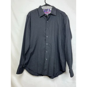 Robert Graham Men's Size Large Black/Gray Checked Long Sleeve Button Down Shirt - Picture 1 of 7
