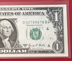 1969D $1 DOLLAR BILL ( CLEVELAND D ) UNCIRCULATED - Picture 1 of 3