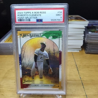 2023 Topps X Bob Ross Roberto Clemente Paint Splatter /99 PSA 9 - image 1 of 2