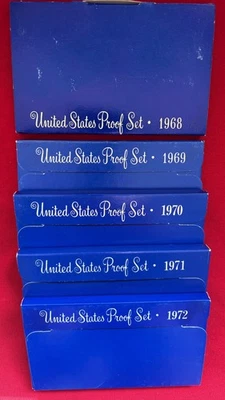 5 US Mint Proof Sets OGP 1968-69-70-71-72 - Image 1 of 4