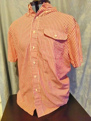 Vintage 80s JC Penney Fox shirt size L red white striped button down - Image 1 of 4