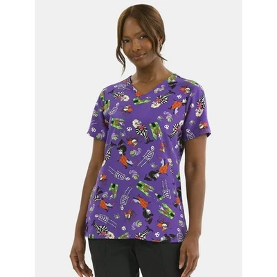 Beetlejuice Women's Graphic Scrub Top, Violet Size 3XL - Image 1 of 4
