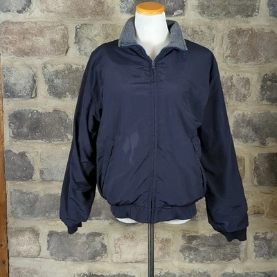 J. Crew Chaqueta Nylon Azul Marino Con Forro Polar Gris Foto 1 de 4