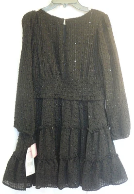 Rare Editions dress 16 NWT LBD Classic Holiday Ruffle Hem Dillards Long Sleeve  - Image 1 of 4