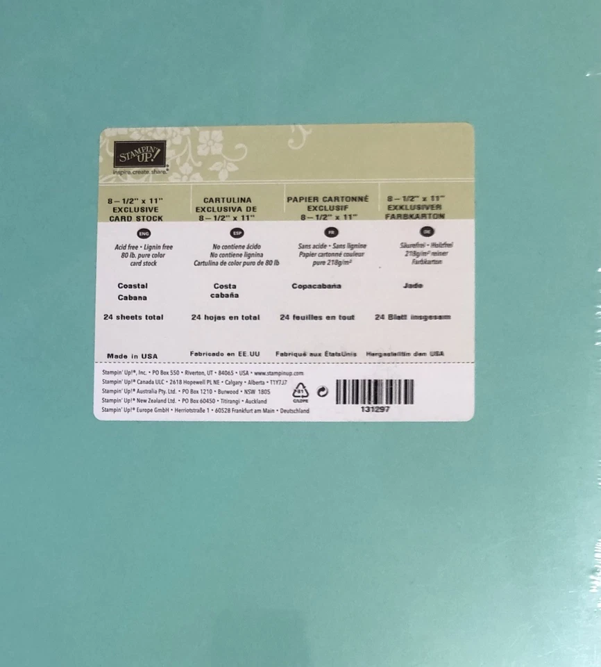 Stampin Up COASTAL CABANA Cardstock 8 1/2 x 11 - 24 Sheets - Retired - Image 1 of 1