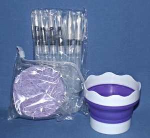 Diamond Press Watercolor Accessory Kit 6 Brushes Bowl Sponge New HTF Free Ship - Picture 1 of 12