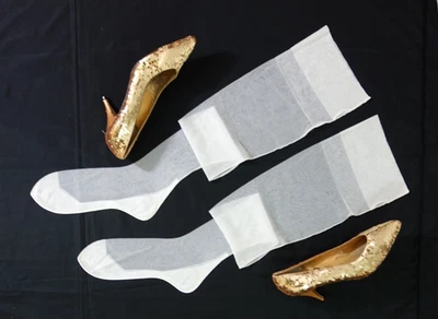 Medias de nailon cosidas totalmente a la moda 1 Pr blancas años 50 vintage~EVERKNIT~11 X 32 Foto 1 de 4