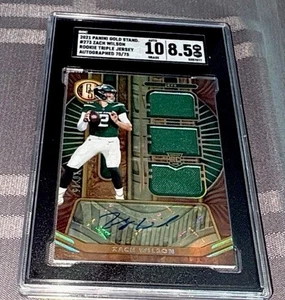 Camiseta deportiva triple Panini Gold Standard 2021 Zack Wilson RC #273 automática/75 SGC 10/8,5 - Imagen 1 de 4