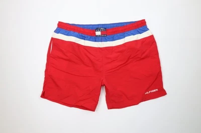 Pantalones Cortos de Natación Tommy Hilfiger Para Hombres XL Deletreados Forrados a Rayas De Colección Años 90 Foto 1 de 4
