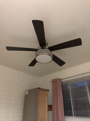 Home Decorators 52” LED Ceiling Fan Crystal Drum Shade w/ Remote Brushed Nickel - Image 1 of 3