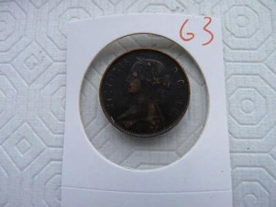 NEW FOUNDLAND ORIGINAL CANADA COIN LARGE CENT 1890 FULL DATE  NO63 - Image 1 of 4