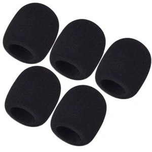 5 Pcs Black Microphone Windscreen Pop Filter Sponge Foam Wind Shield Mic Cover - Picture 1 of 5