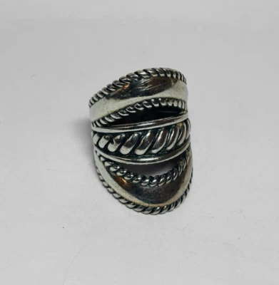 Anillo calado acanalado de plata de ley 925 Carolyn Pollack talla 7 Foto 1 de 4