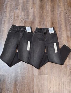 2 Pair Girls High Rise Straight Ankle Black Stretch Jeans - Cat & Jack Size 6X - Picture 1 of 8