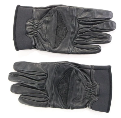 Harley Davidson Hombres Guantes de Montar L Negro Cuero Acolchado Competición Bar Shield Foto 1 de 4