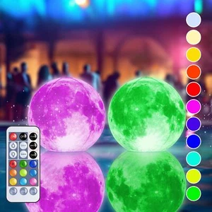 Floating Pool Lights Solar Powered 16" Full Moon Inflatable Led Lights For Pool  - Picture 1 of 7