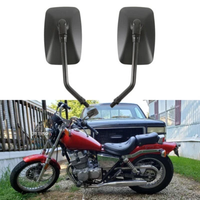 Espejos retrovisores laterales rectangulares negros para motocicleta Honda Rebel 250 300 10 mm Foto 1 de 4