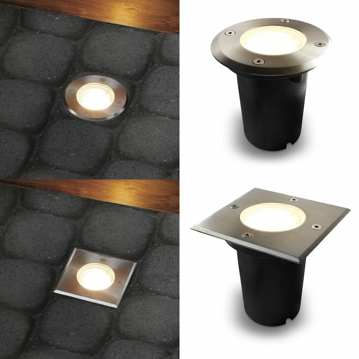 LED Bodeneinbaustrahler VISKOS 3er Set – Flach, IP67, Inkl. 3x GX53 LED 3W Neutralweiß Für Terrasse & Garten
