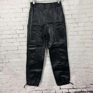 Zara Joggers Faux Leather Pants High Waist Pull On Elastic Black XS - Picture 1 of 12